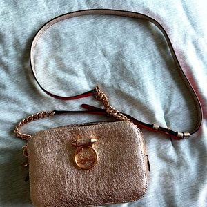 Rubylou mini rose gold leather bag